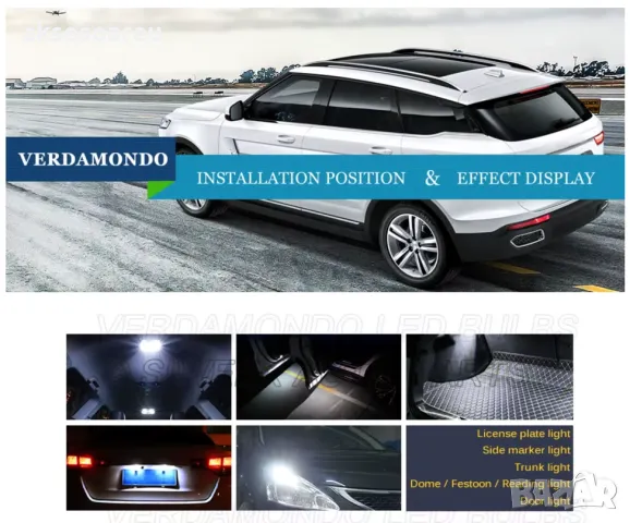 2 бр. Габаритни крушки BA9S 5 SMD 5050 Автомобилна LED вътрешна лампа крушка за номер вратата плафон, снимка 14 - Аксесоари и консумативи - 49882293