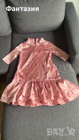 Детска розова сатенена рокля, снимка 2 - Детски рокли и поли - 42643510