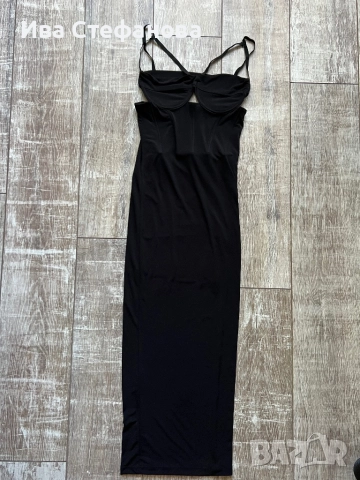 Нова елегнтна черна парти официална коктелна еластична миди midi дължина рокля тип бюстие корсет , снимка 4 - Рокли - 51860317