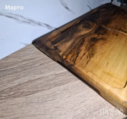 Ръчно изработена дъска-поднос за мезе от орех с две отделения, снимка 8 - Аксесоари за кухня - 49304277