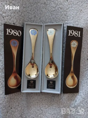 Позлатена сребърна лъжичка 1980 1981 GEORG JENSEN