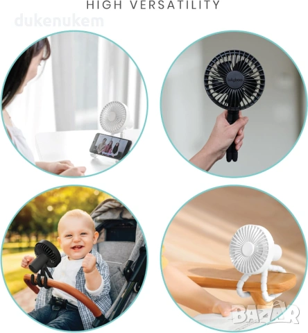 Акумулаторен вентилатор за количка – с клипс, 360° регулируем, водоустойчив, снимка 6 - Вентилатори - 53270299