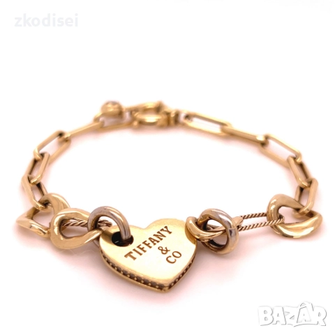 Златна дамска гривна Tiffany & Co. 8,32гр. 19,0см. 14кр. проба:585 модел:34069-1, снимка 2 - Гривни - 52575077