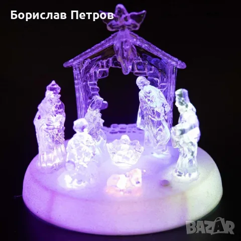Коледна LED осветена акрилна скулптура на Рождество Христово, снимка 3 - Декорация за дома - 56229974