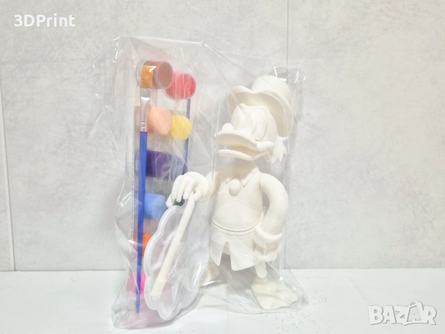 Комплект за оцветяване – 3D фигура Чичо Скрудж + бои и палитра (18 см), снимка 3 - Рисуване и оцветяване - 53651288