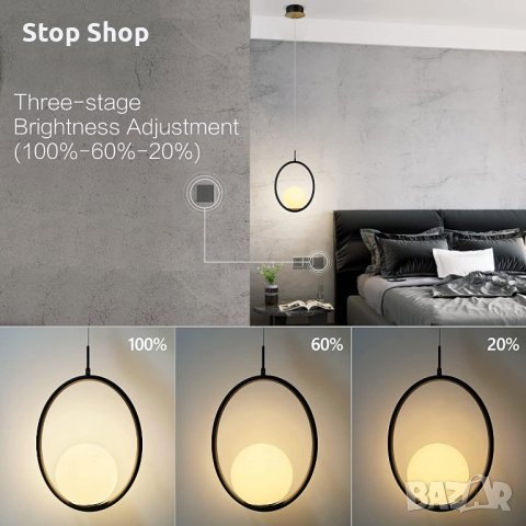 WOERIT Пендел с регулируема височина, LED пендел, димируем, модерен топчен пендел, 7 W 665 LM 3000 K, снимка 3 - Полилеи - 39948864