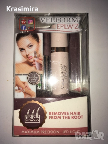 Velform Epilwiz - Епилатор за премахване на окосмяване по лицето+2 АА батерии Energizer  от Италия.