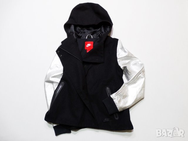 Nike Destroyer Butterfly Black Wool Silver Leather Jkt Дамско Яке Естествена Кожа+Вълна Размер L, снимка 1 - Якета - 44225112