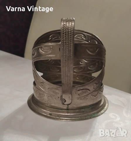 Подстакан за чаша "Запорiжжя" 60-70 години СССР. мелхиор. марк. МНЦ., снимка 4 - Антикварни и старинни предмети - 52146623