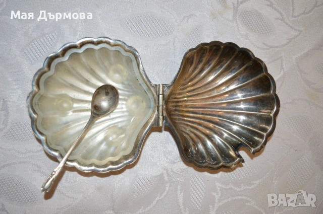 метална-стъклена старинна форма за черен хаивер, снимка 4 - Антикварни и старинни предмети - 53796120