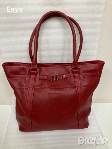Дамска чанта от еко-кожа Daniel Hechter - червена на цвят