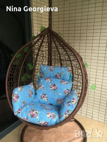 Градинска люлка от PVC ратан с метална конструкция., снимка 3 - Други стоки за дома - 53845949