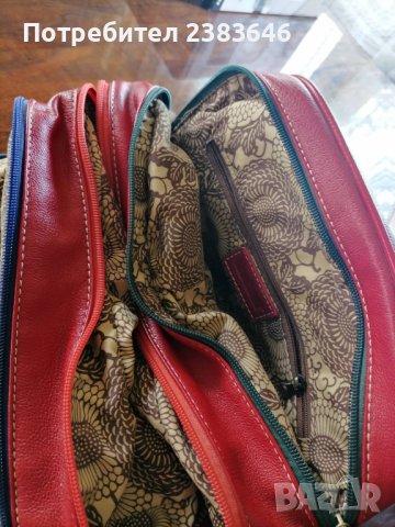 Червена дамска чанта с три отделни прегради, снимка 9 - Чанти - 41245597