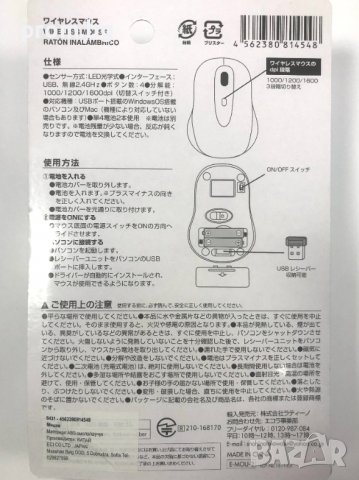 безжична оптична мишка 2,4 GHZ С USB, японска. , снимка 2 - Други - 39076854