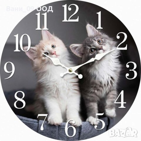 Стенен часовник с котки , снимка 1 - Стенни часовници - 41775099