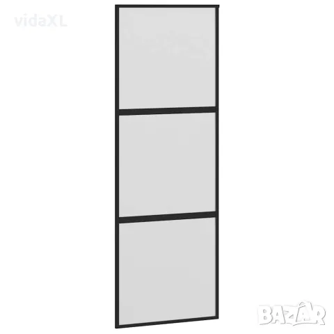 vidaXL Плъзгаща се врата с обков 76x205 см Закалено стъкло&Алуминий, снимка 3 - Входни врати - 56147089