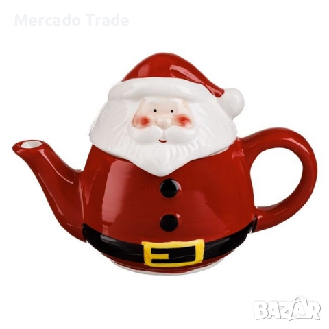 Коледен чайник Mercado Trade, Дядо Коледа, 420мл., Червен