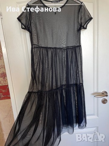 Черна нова плажна  дълга прозрачна тюлена тюл рокля , снимка 9 - Рокли - 40145306