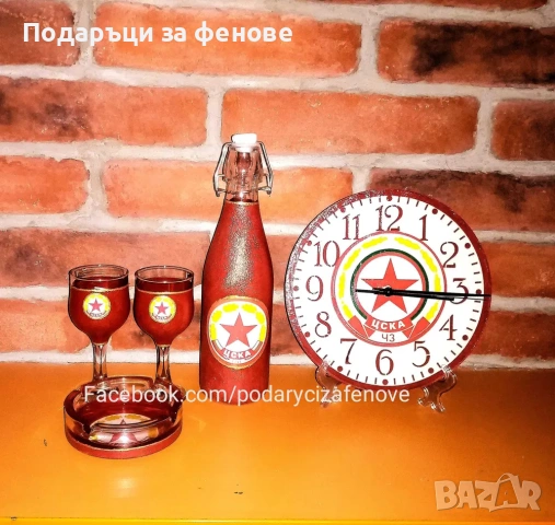 Подарък за фен на "ЦСКА"- Стенен часовник с логото на ФК ЦСКА, ръчна изработка, снимка 3 - Стенни часовници - 53680666