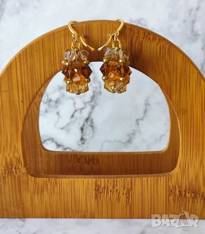 Звездни купове -- обеци с кристали и Миюки мъниста, снимка 13 - Обеци - 41318415