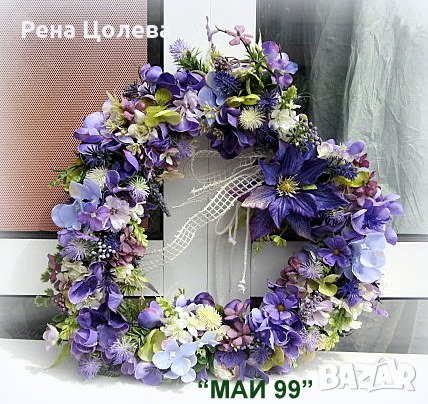 Сърце с лилав клематис, снимка 2 - Изкуствени цветя - 41204212