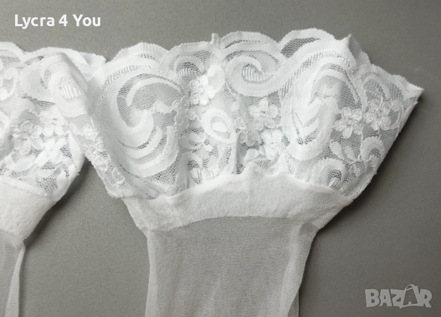 Dreamgirl бели чорапи със силикон One size, снимка 7 - Бельо - 52506948