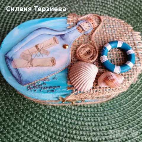 Ръчно изработена дървена кутия Писмо в бутилка , снимка 1