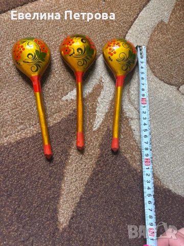 Дървени рисувани лъжици Хохлома, снимка 3 - Антикварни и старинни предмети - 51273995