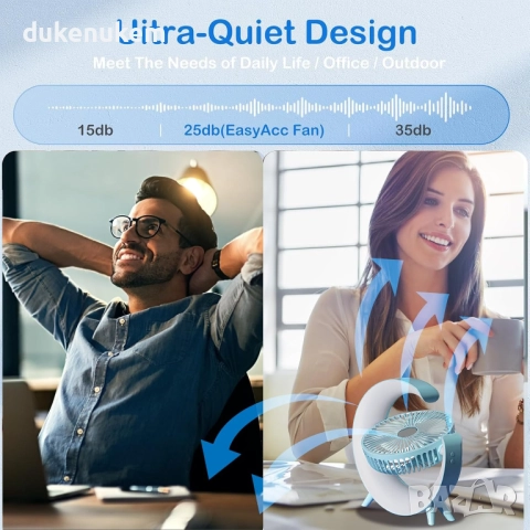 USB настолен вентилатор, 3 скорости, 360° въртене, LED осветление, снимка 5 - Вентилатори - 52063031