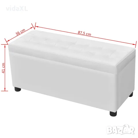 vidaXL Табуретка-ракла тип отоманка, изкуствена кожа, бяла, снимка 8 - Ракли - 56146285