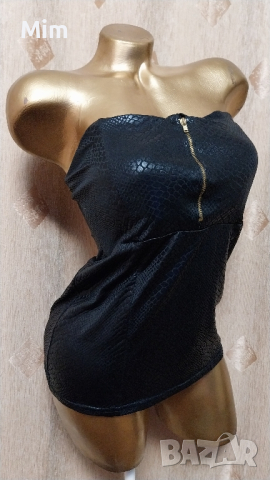  Черен еластичен корсет / топ/ змийски принт , снимка 2 - Корсети, бюстиета, топове - 44664512