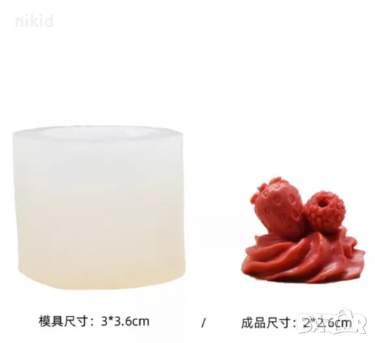 Крем за кексче с плодове и заешки уши силиконов молд форма фондан шоколад смола свещ декор, снимка 3 - Форми - 36233085