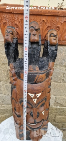 Тежка и масивна дървена маска – дялана изцяло от едно цяло дърво, снимка 16 - Декорация за дома - 51671198