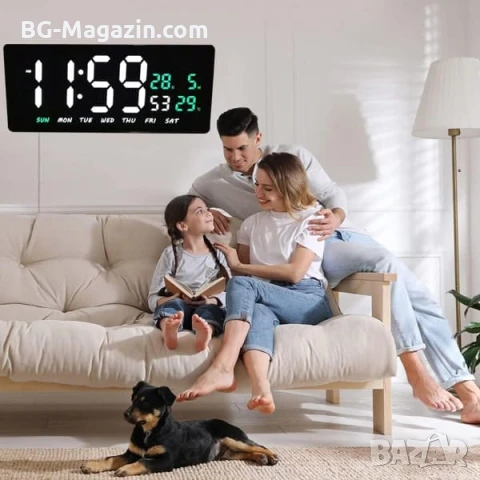 Голям модерен дигитален часовник с температура дата LED за спалня офис електронен дата календар, снимка 2 - Други - 51038835