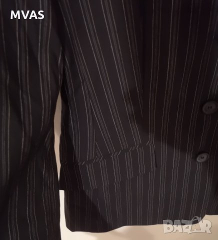 Ново черно сако с дълъг ръкав M 38 размер тънко райе, снимка 6 - Сака - 35795788