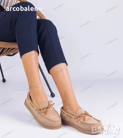 Дамски мокасини от еко велур с панделка Sarina, 4цвята , снимка 14 - Дамски ежедневни обувки - 48951730