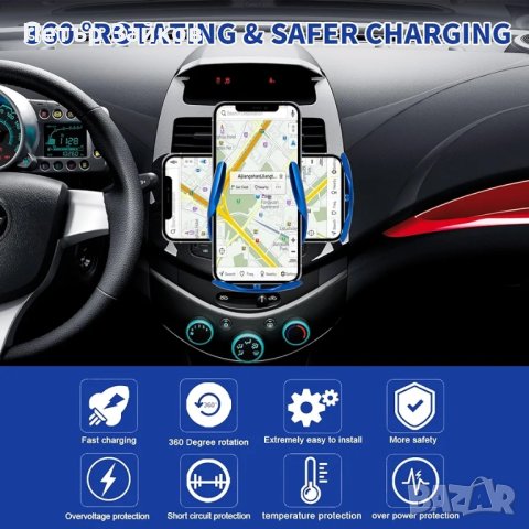 Безжично зарядно за автомобил LFNOWN, снимка 3 - Оригинални зарядни - 42287467