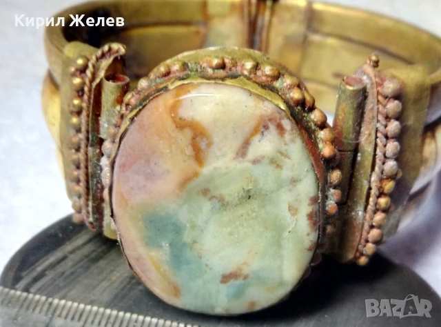 СТАРА ОГРОМНА ЕТНОГРАФСКА ТИБЕТСКА БРОНЗОВА ГРИВНА РЪЧНА ИЗРАБОТКА ИНКРУСТИРАНА с ЯСПИС и РОГ 38150, снимка 10 - Антикварни и старинни предмети - 51360663