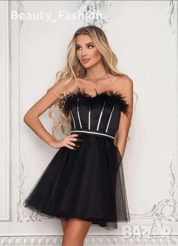 Рокля с пера и кристали Cocoon Boutique, снимка 2 - Рокли - 56261706