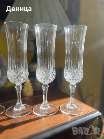 Френски кристални чаши за шампанско 4 броя -20.5  см височина  Цена-40 лв, снимка 2 - Чаши - 52970013