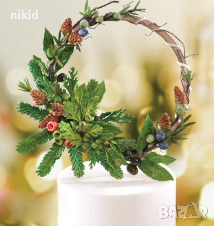 микс борови клони зимни плодове и листа силиконов молд форма фондан украса декор, снимка 5 - Форми - 36333127