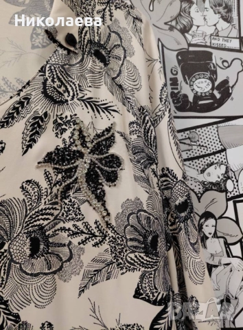 Стилна и Елегантна-Макси Риза в бежаво с флорален мотив!, снимка 5 - Ризи - 52664590