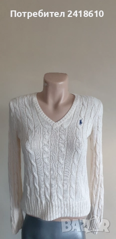 POLO Ralph Lauren Cable Pima Cotton  V - Neck Size S НОВО! ОРИГИНАЛ! Дамски Пуловер!