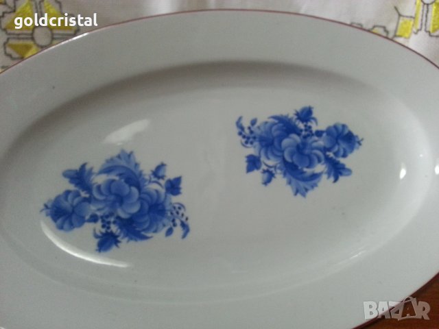 Стар български порцелан плато елипса , снимка 2 - Антикварни и старинни предмети - 41847261