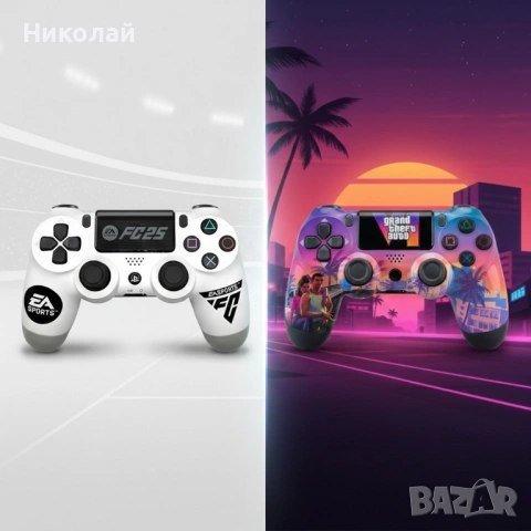 Безжичен джойстик за PS4 с тъчпад, вибрация и LED осветление – FC25 / GTA дизайн