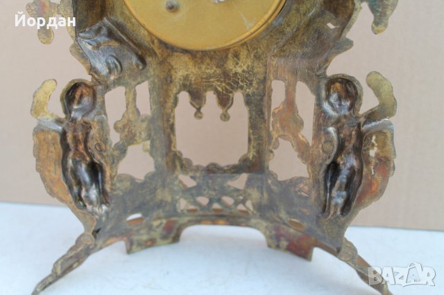 Немски механичен часовник бронз с позлата, снимка 12 - Антикварни и старинни предмети - 41374315