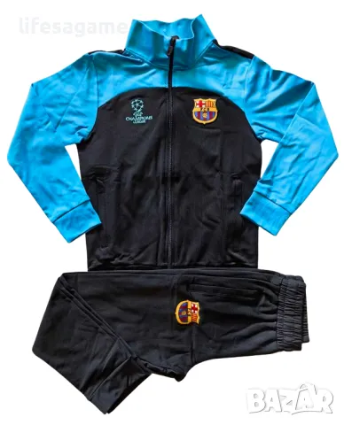 Детско - юношески футболен комплект с дълъг ръкав Барселона Barcelona екип комплект горнище долнище, снимка 1