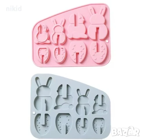 3d Заек зайче сглобяем силиконов молд форма фондан шоколад гипс смола декор, снимка 3 - Форми - 51057475