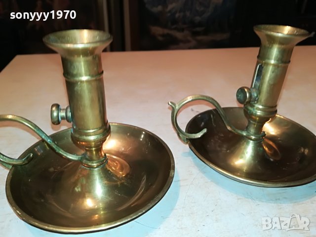 СВЕЩНИЦИ ОТ ФРАНЦИЯ 2бр-МЕД/МЕСИНГ 1911221958, снимка 15 - Антикварни и старинни предмети - 38728076