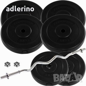 Комплект крив лост 120 см с тежести 55 кг(общо), снимка 6 - Фитнес уреди - 34149573